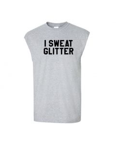 I Sweat Glitter Mens Cut Off T-Shirts-Gray-Large
