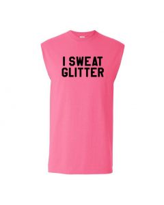 I Sweat Glitter Mens Cut Off T-Shirts-Pink-Large