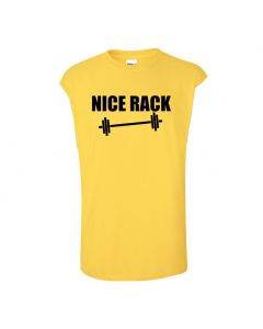 Nice Rack Mens Cut Off T-Shirts-Yellow-Large