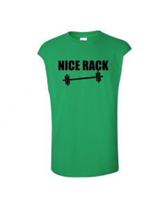 Nice Rack Mens Cut Off T-Shirts-Green-Large