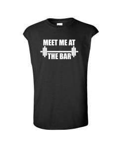 Meet Me At The Bar Mens Cut Off T-Shirts-Black-2X-Large