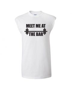 Meet Me At The Bar Mens Cut Off T-Shirts-White-Large