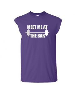 Meet Me At The Bar Mens Cut Off T-Shirts-Purple-Large
