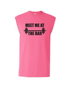 Meet Me At The Bar Mens Cut Off T-Shirts-Pink-Large