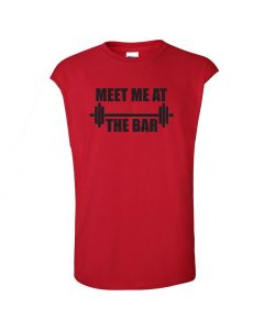 Meet Me At The Bar Mens Cut Off T-Shirts-Red-Large