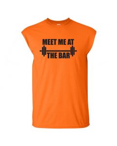 Meet Me At The Bar Mens Cut Off T-Shirts-Orange-Large