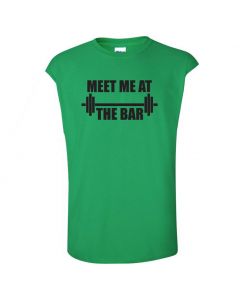 Meet Me At The Bar Mens Cut Off T-Shirts-Green-Large