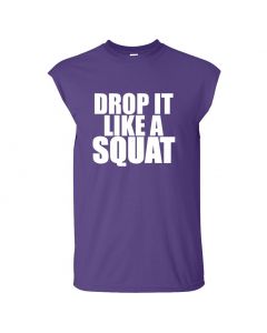 Drop It Like A Squat Mens Cut Off T-Shirts-Purple-Large