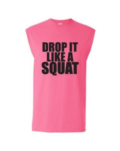 Drop It Like A Squat Mens Cut Off T-Shirts-Pink-Large