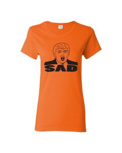 Donald Trump - Sad Womens T-Shirts-Orange-Womens Large