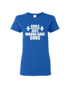Girls Just Wanna Have Guns Womens T-Shirts-Blue-Womens Large