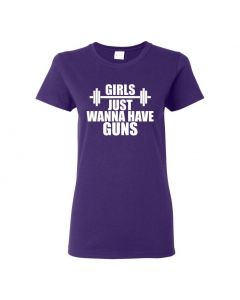Girls Just Wanna Have Guns Womens T-Shirts-Purple-Womens Large
