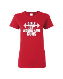 Girls Just Wanna Have Guns Womens T-Shirts-Red-Womens Large
