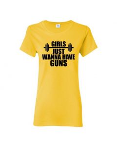 Girls Just Wanna Have Guns Womens T-Shirts-Yellow-Womens Large