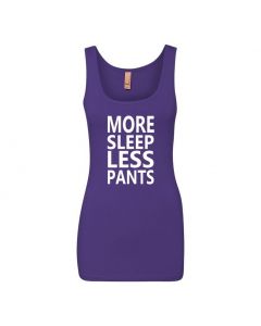 More Sleep Less Pants Womens Tank Tops-Purple-Womens Large