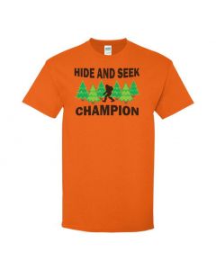Bigfoot Hide And Seek Champion Mens T-Shirts-Orange-Large