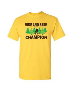 Bigfoot Hide And Seek Champion Mens T-Shirts-Yellow-Large