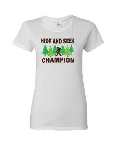 Bigfoot Hide And Seek Champion Womens T-Shirts-White-Large