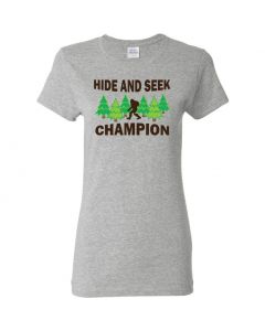 Bigfoot Hide And Seek Champion Womens T-Shirts-Gray-Large