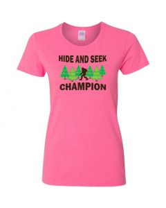 Bigfoot Hide And Seek Champion Womens T-Shirts-Pink-Large
