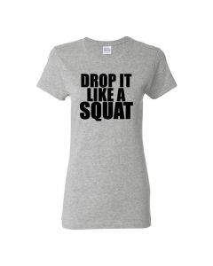 Drop It Like A Squat Womens T-Shirts-Gray-Womens Large