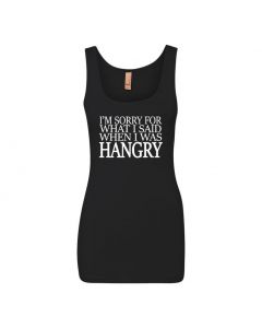 I'm Sorry For What I Said When I Was Hangry Womens Tank Tops-Black-Womens Large