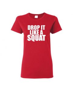 Drop It Like A Squat Womens T-Shirts-Red-Womens Large