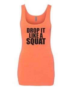 Drop It Like A Squat Womens Workout Tank Tops-Orange