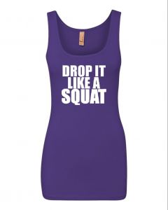 Drop It Like A Squat Womens Workout Tank Tops-Purple