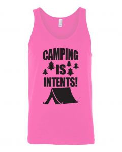 Camping Is In Tents Graphic Clothing-Men's Tank Top-M-Pink