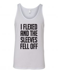 I Flexed and the Sleeves Fell Off Graphic Clothing-Men's Tank Top-M-White