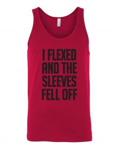 I Flexed and the Sleeves Fell Off Graphic Clothing-Men's Tank Top-M-Red