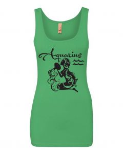 Aquarius Horoscope Graphic Clothing - Women's Tank Top - Green