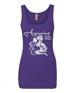 Aquarius Horoscope Graphic Clothing - Women's Tank Top - Purple
