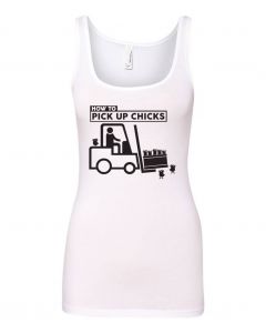 How To Pick Up Chicks Graphic Clothing - Women's Tank Top - White