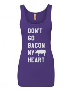 Dont Go Bacon My Heart Graphic Clothing-Women's Tank Top-W-Purple