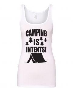 Camping Is In Tents Graphic Clothing-Women's Tank Top-W-White