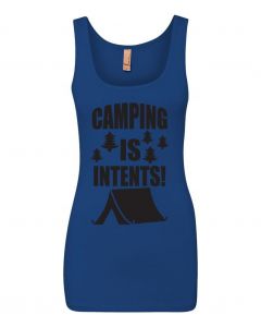 Camping Is In Tents Graphic Clothing-Women's Tank Top-W-Blue