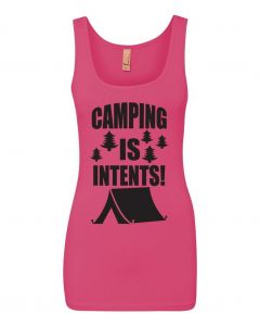 Camping Is In Tents Graphic Clothing-Women's Tank Top-W-Pink
