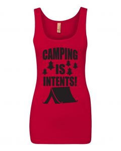 Camping Is In Tents Graphic Clothing-Women's Tank Top-W-Red