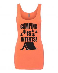 Camping Is In Tents Graphic Clothing-Women's Tank Top-W-Orange