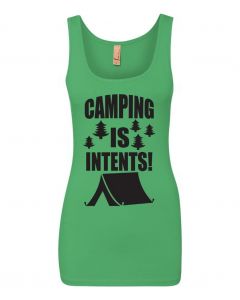Camping Is In Tents Graphic Clothing-Women's Tank Top-W-Green