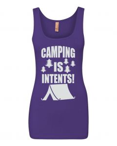 Camping Is In Tents Graphic Clothing-Women's Tank Top-W-Purple