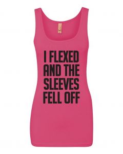 I Flexed and the Sleeves Fell Off Graphic Clothing-Women's Tank Top-W-Pink