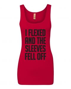 I Flexed and the Sleeves Fell Off Graphic Clothing-Women's Tank Top-W-Red