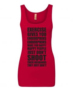 Exercise Gives You Endorphins Graphic Clothing-Women's Tank Top-W-Red