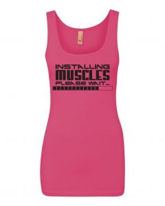 Installing Muscles, Please Wait... Graphic Clothing-Women's Tank Top-W-Pink