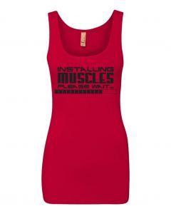 Installing Muscles, Please Wait... Graphic Clothing-Women's Tank Top-W-Red