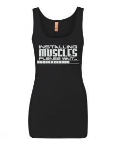 Installing Muscles, Please Wait... Graphic Clothing-Women's Tank Top-W-Black