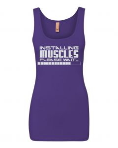 Installing Muscles, Please Wait... Graphic Clothing-Women's Tank Top-W-Purple